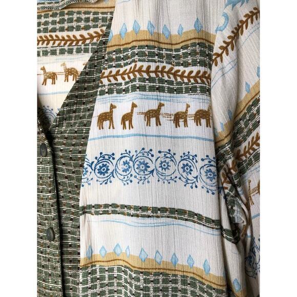 Vintage Alfred Dunner Camel Print Button-Front Top Earthy Tribal Boho Size: 8 - Picture 5 of 15